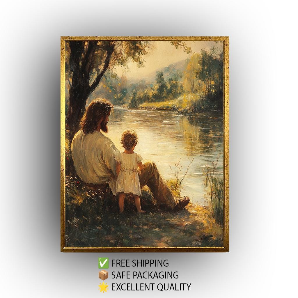 Jesus with Child Canvas – Peaceful Christian Wall Art | Spiritual Home Decor