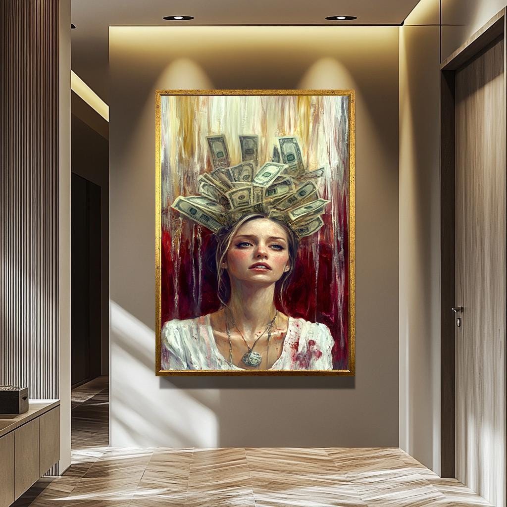 Luxury Woman Money Art - Powerful Woman Canvas | Money Crown Wall Art