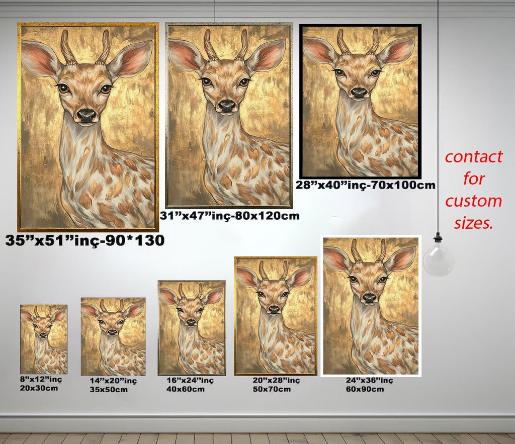 Golden Deer Canvas - Modern Animal Canvas Art | Vibrant Floral Fruit Wall Decor