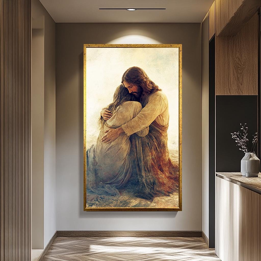 Jesus Christ Canvas Print | Divine Compassion Painting, Christian Wall Art & Healing Love Decor