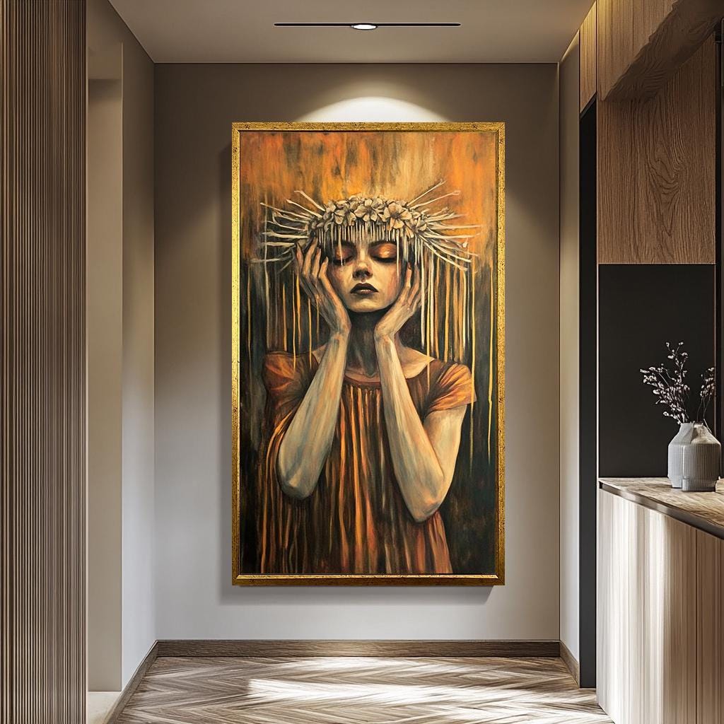 Surreal Woman Wall Art – Dark Fantasy Artwork | Unique Gothic Aesthetic Canvas Print