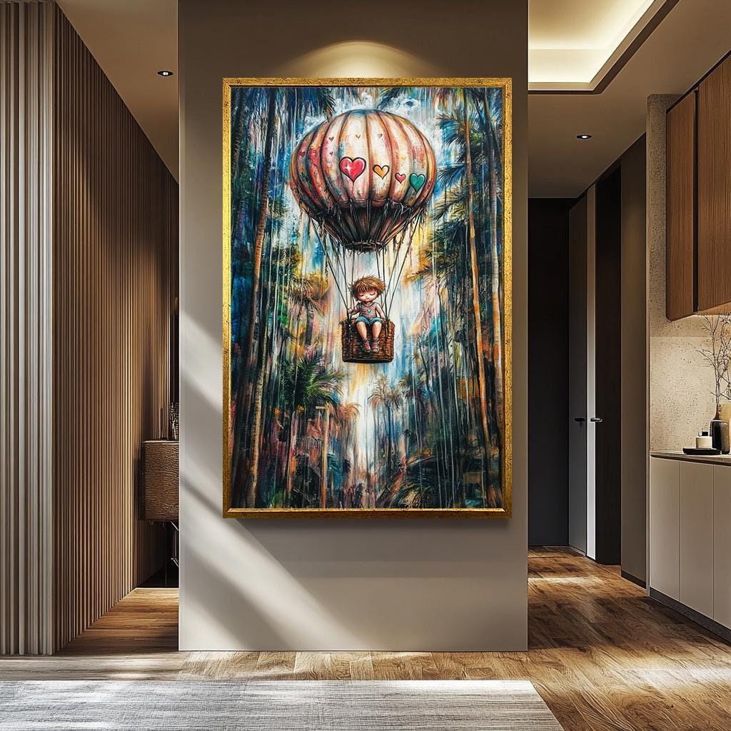 Banksy Wall Art – Graffiti Style Canvas | Vibrant Urban Jungle Artwork with Balloon