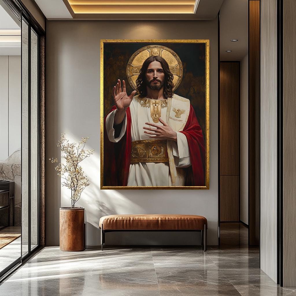 Jesus Wall Art | Christian Canvas Art - Religious Wall Decor | Prayer Room Artwork