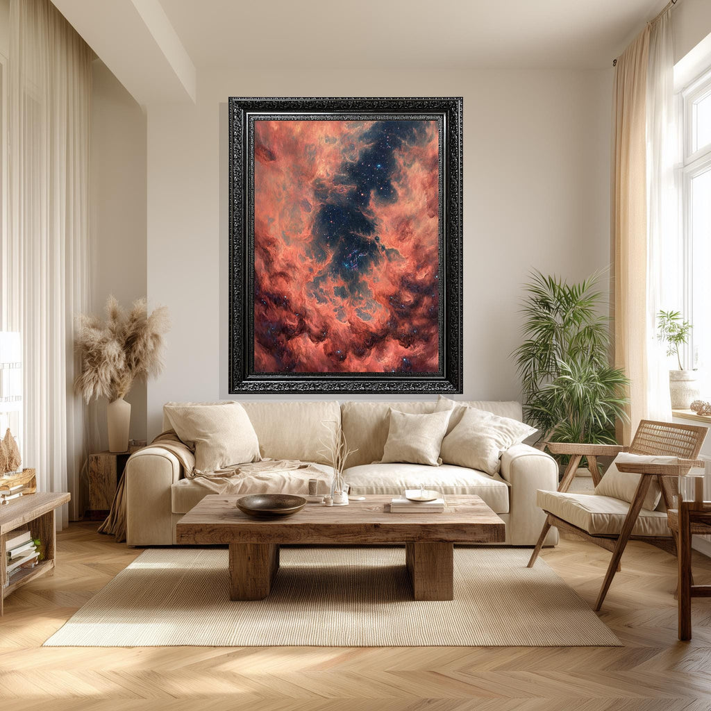 Nebula Canvas Wall Art – Cosmic Galaxy Clouds & Red Nebula Painting on Gallery-Quality Canvas