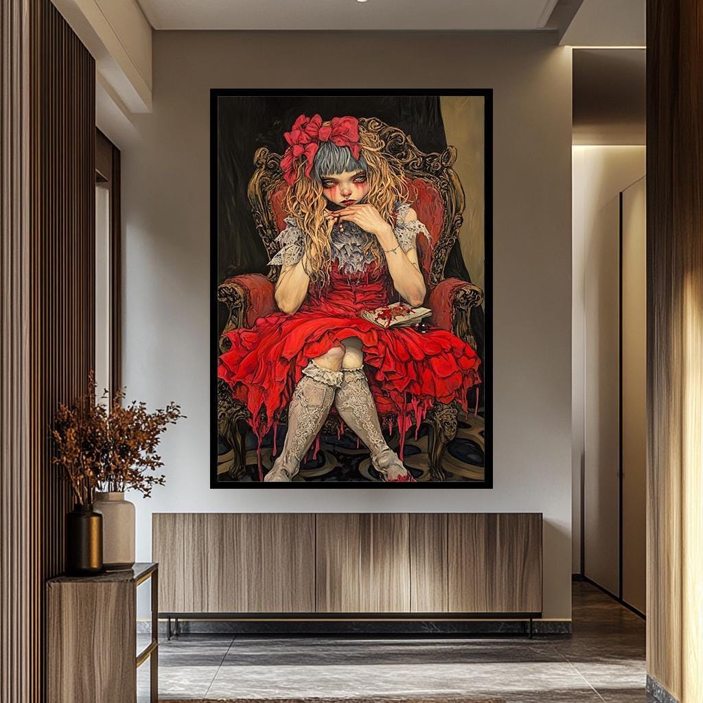 Gothic Woman Wall Art – Dark Gothic Decor | Macabre Girl Portrait Canvas Print