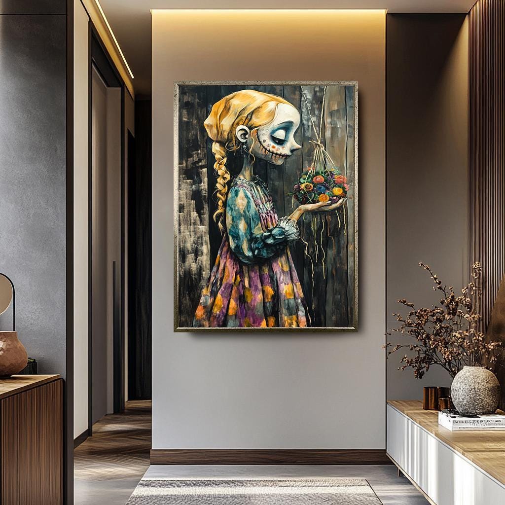 Gothic Woman Canvas Print - Dark Fantasy Wall Art | Surreal Spooky Artwork