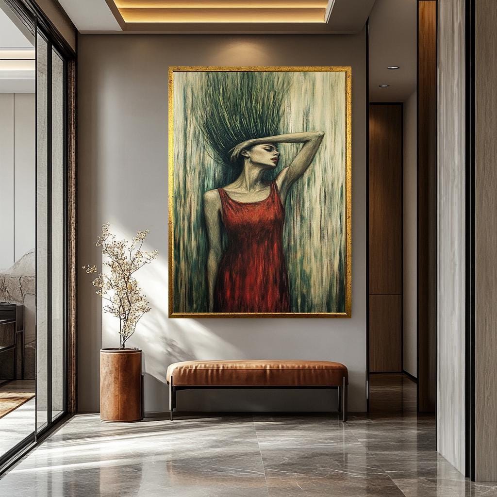 Surreal Woman Portrait - Modern Abstract Wall Art | Feminine Canvas Painting