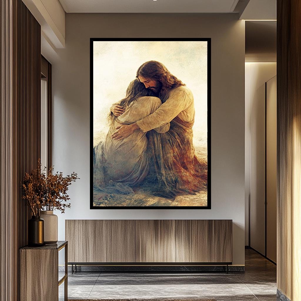 Jesus Christ Canvas Print | Divine Compassion Painting, Christian Wall Art & Healing Love Decor