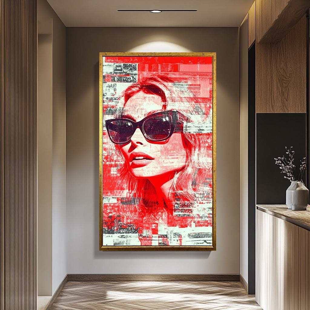 Women Pop Art Wall Art - Bold Red Portrait | Modern Feminine Decor Canvas