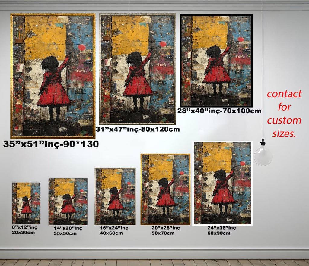 Banksy Red Balloon Art – Urban Street Art Canvas Painting | Modern Graffiti Wall Decor