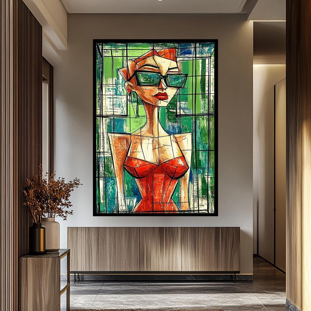 Pop Art Wall Art | Vibrant Abstract Portrait Canvas with Bold Colors - Modern Decor