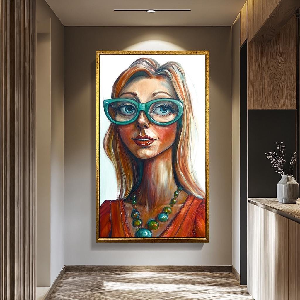 Pop Art Wall Art – Quirky Woman Portrait | Colorful Retro Abstract Canvas Print