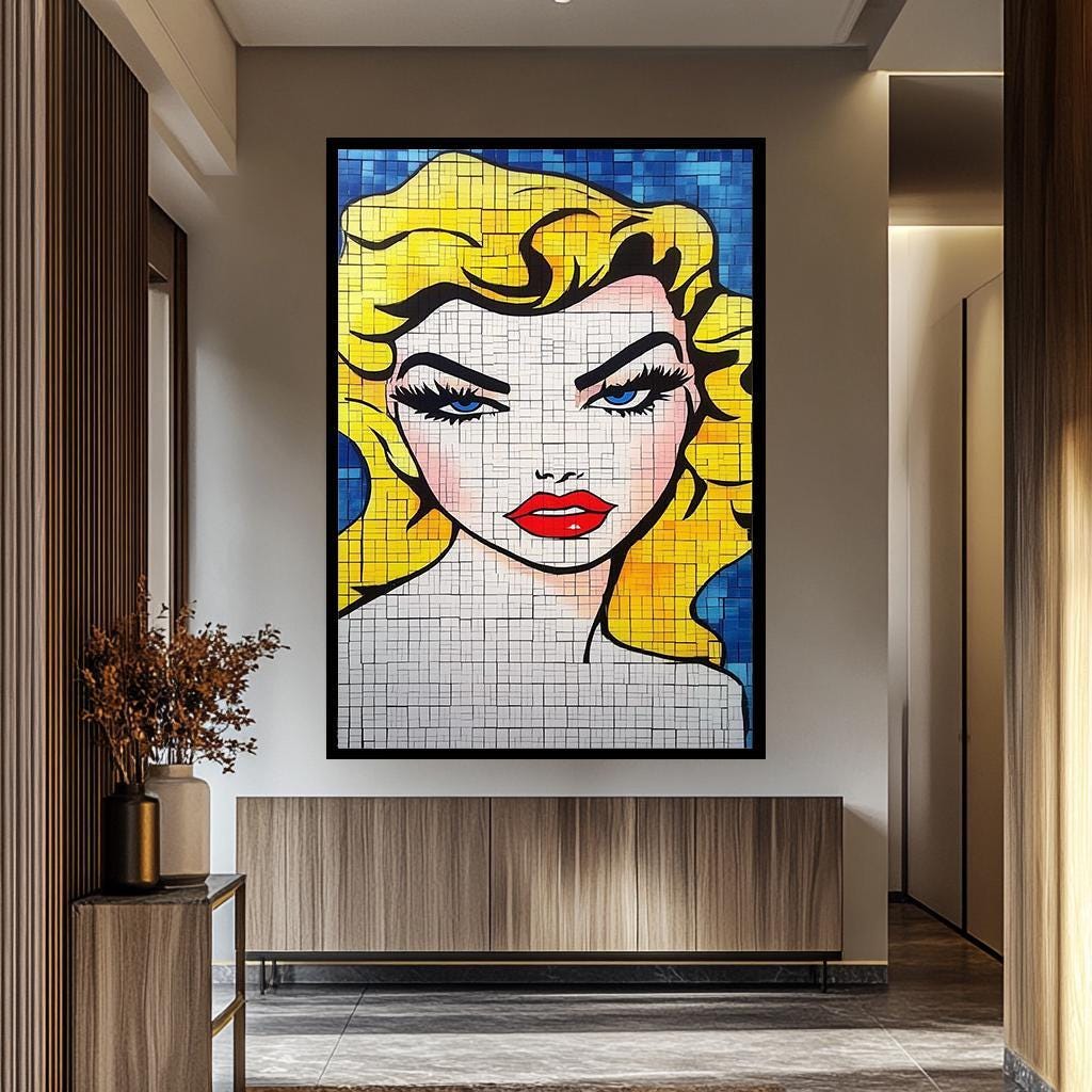 Pop Art Wall Art - Vibrant Blonde Portrait on Modern Abstract Canvas | Chic Feminine Decor