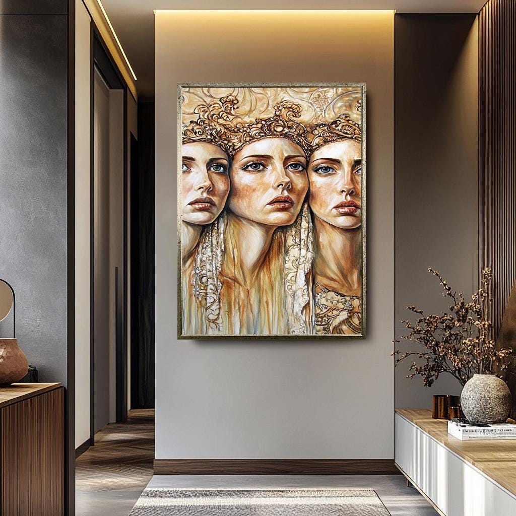 Women Wall Art – Modern Renaissance Artwork | Luxury Home Decor | Gold Frame