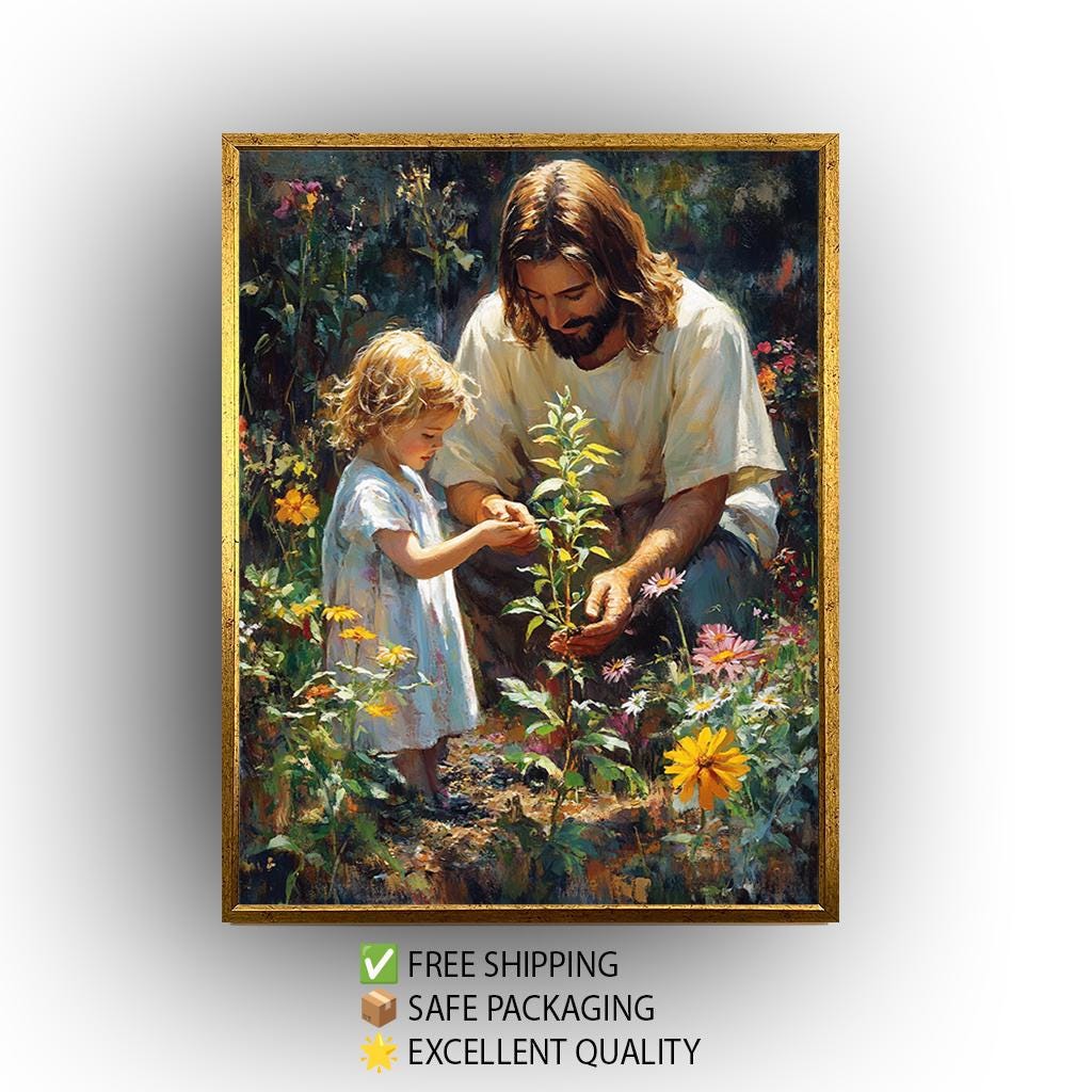 Jesus and Child Canvas Art – Christian Wall Decor | Faith Based Spiritual Canvas Print
