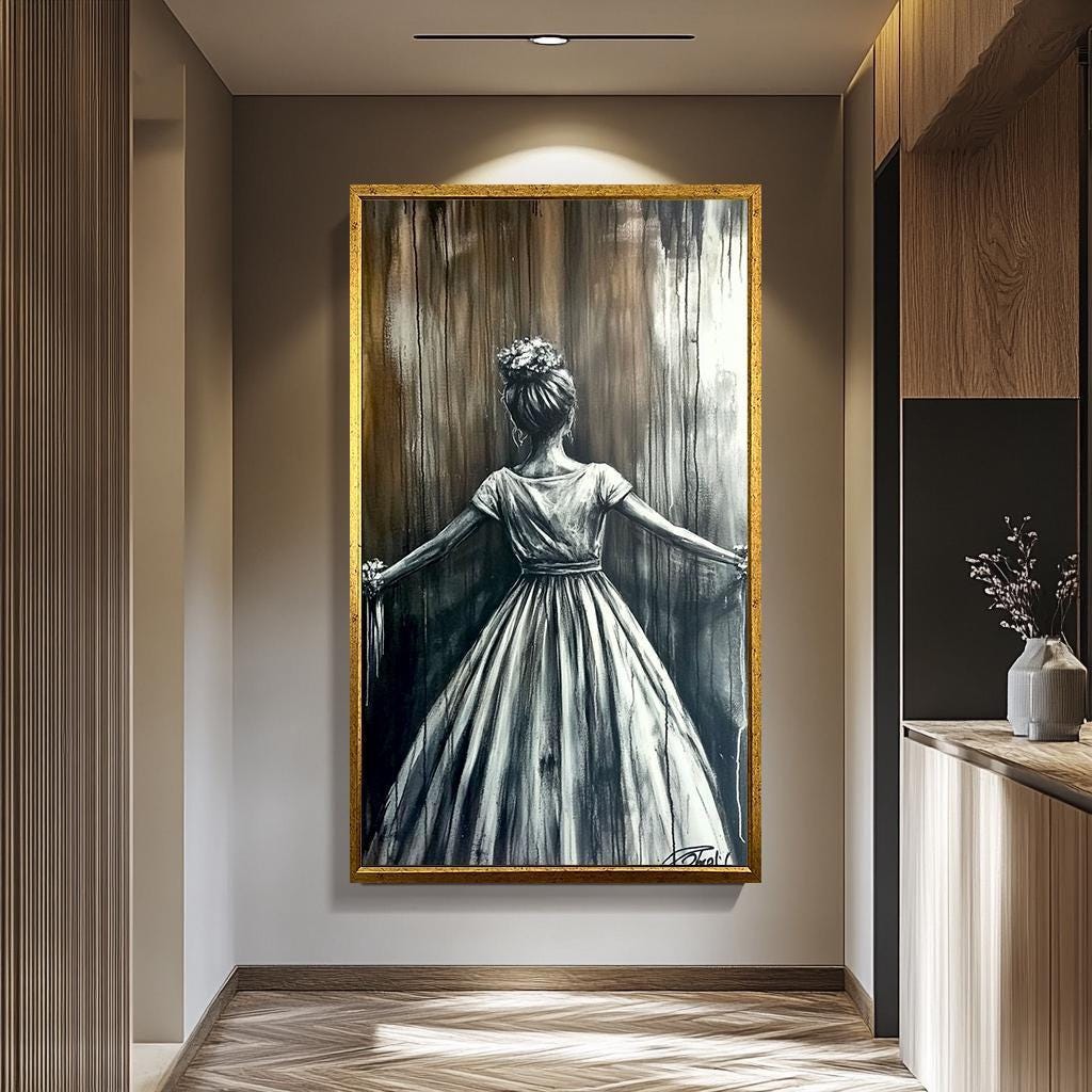 Banksy Women Wall Art – Modern Graffiti Art | Black and White Banksy Style Canvas