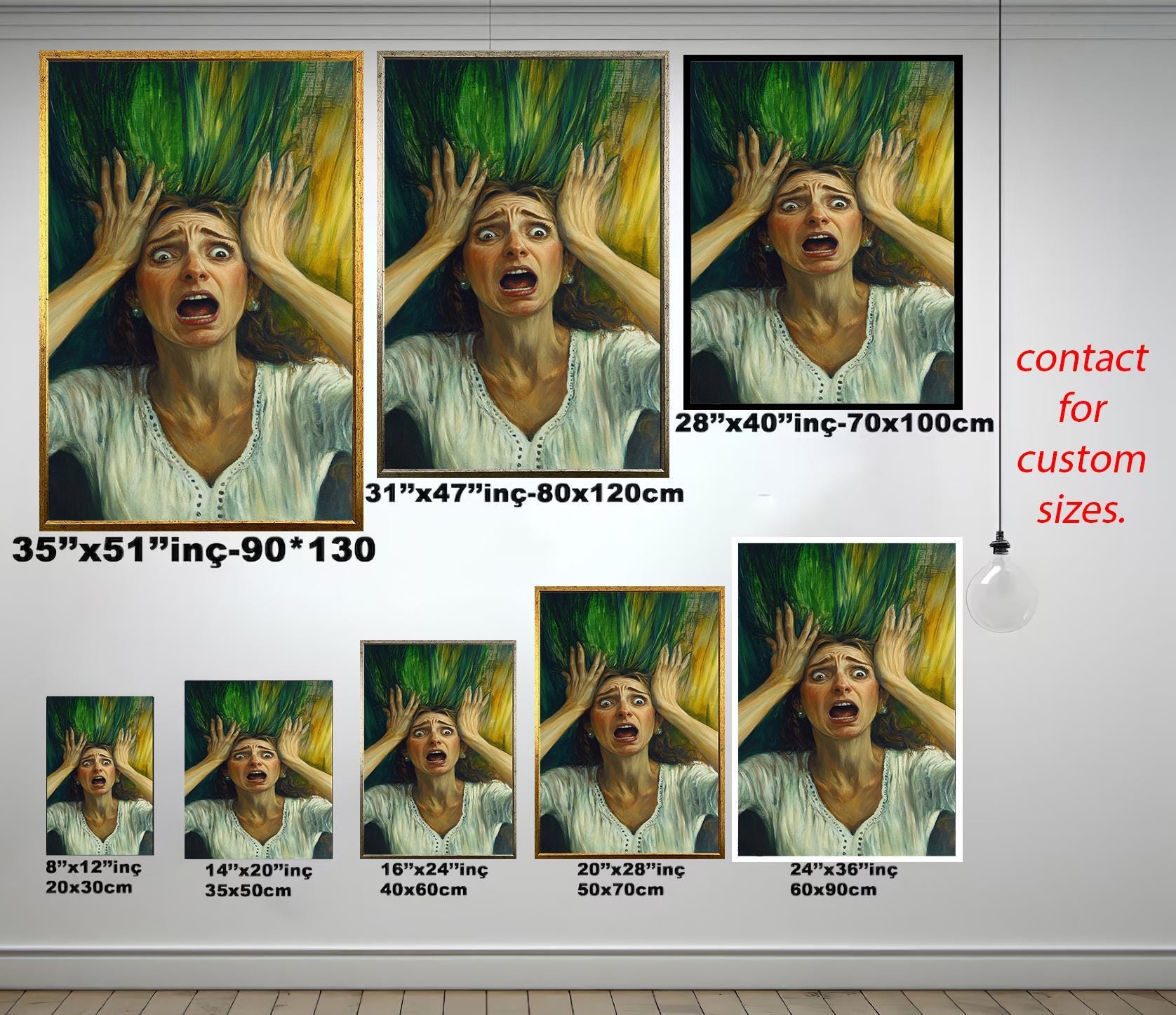 Emotional Woman Wall Art – Surreal Female Portrait on Hand-Stretched Canvas