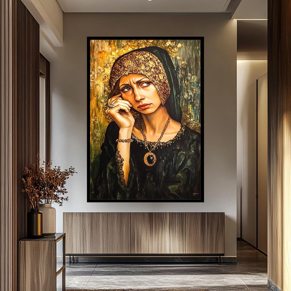 Renaissance Woman Wall Art - Vintage Women Portrait on Regal Canvas Print