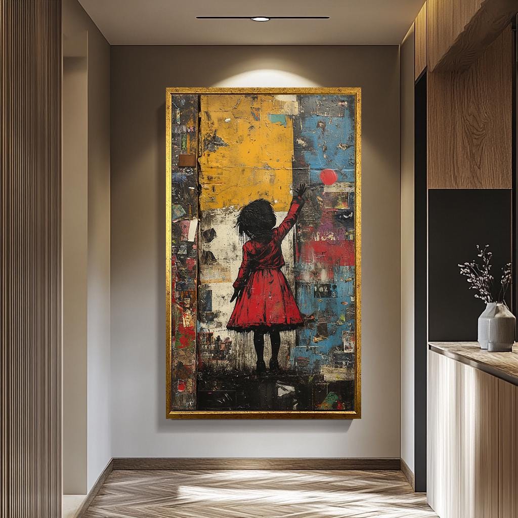 Banksy Red Balloon Art – Urban Street Art Canvas Painting | Modern Graffiti Wall Decor