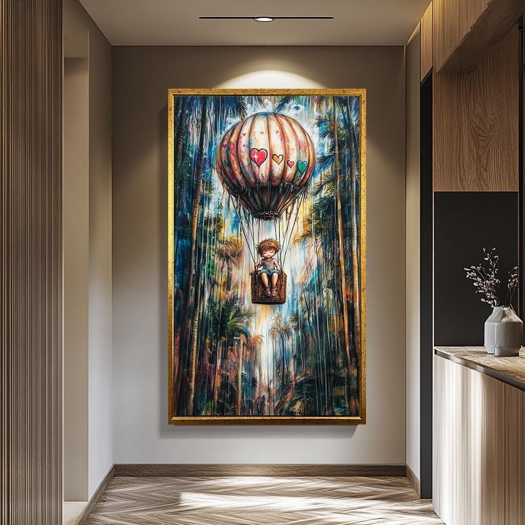 Banksy Wall Art – Graffiti Style Canvas | Vibrant Urban Jungle Artwork with Balloon