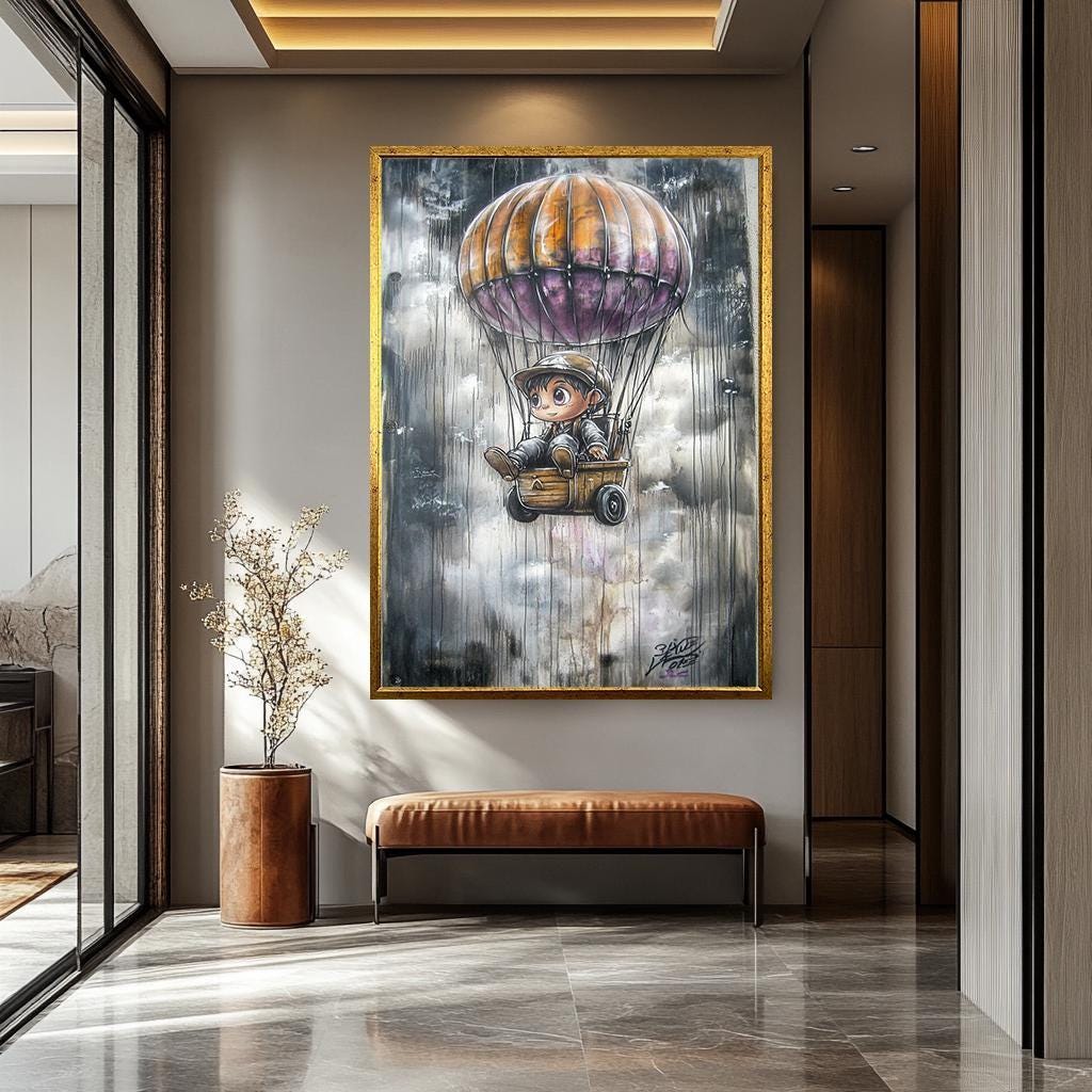 Banksy Balloon Wall Art - Graffiti Wall Art Canvas | Urban Graffiti Decor Print