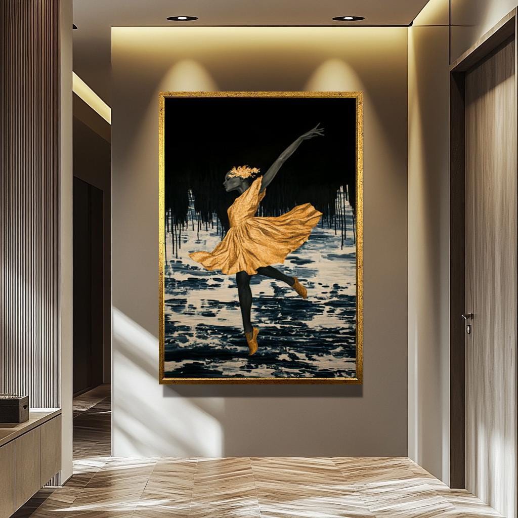 Ballerina Wall Art – Elegant Black Ballerina Print | Luxury Dance Canvas