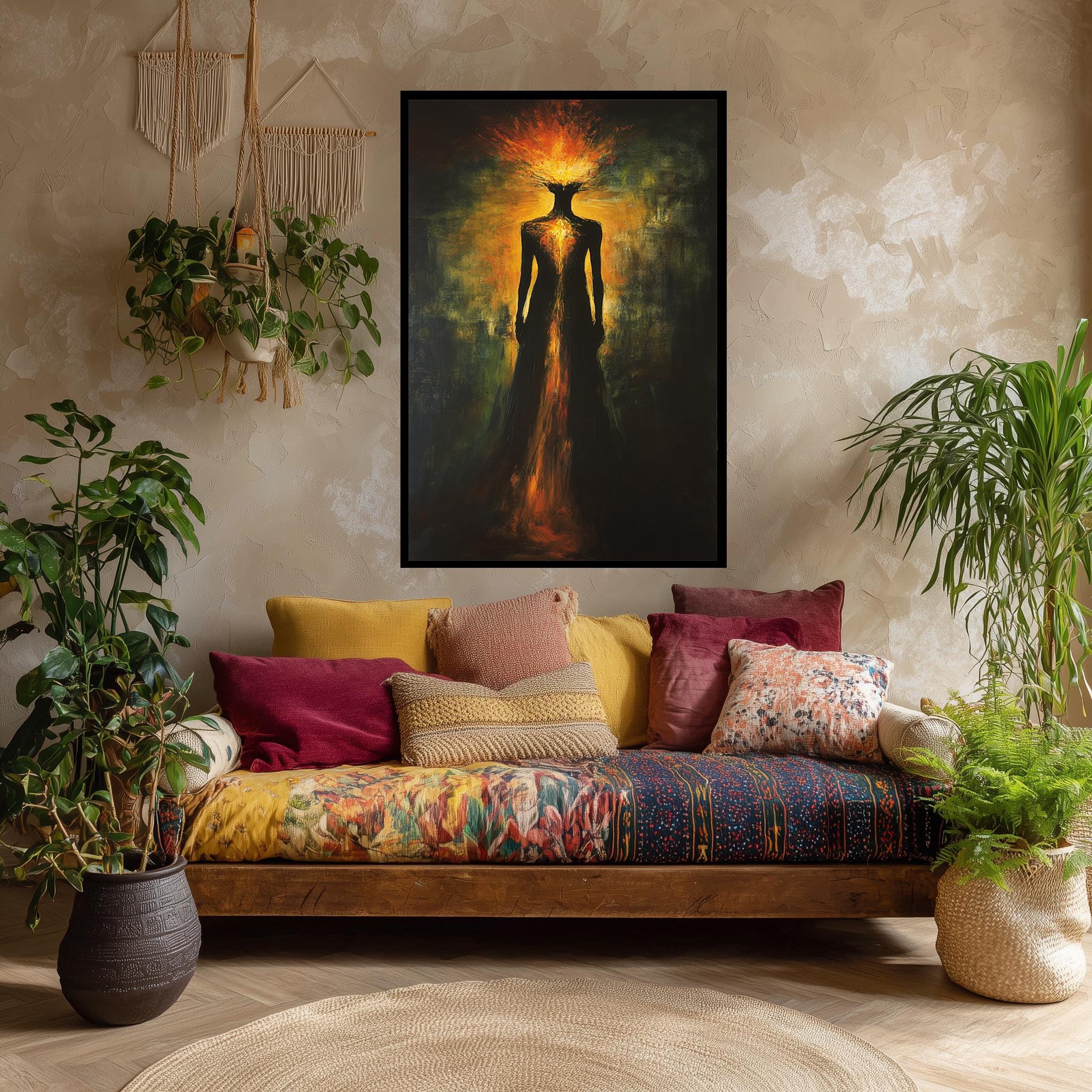 Abstract Fire Canvas – Fiery Aura & Glowing Body Art | Burning Soul Print