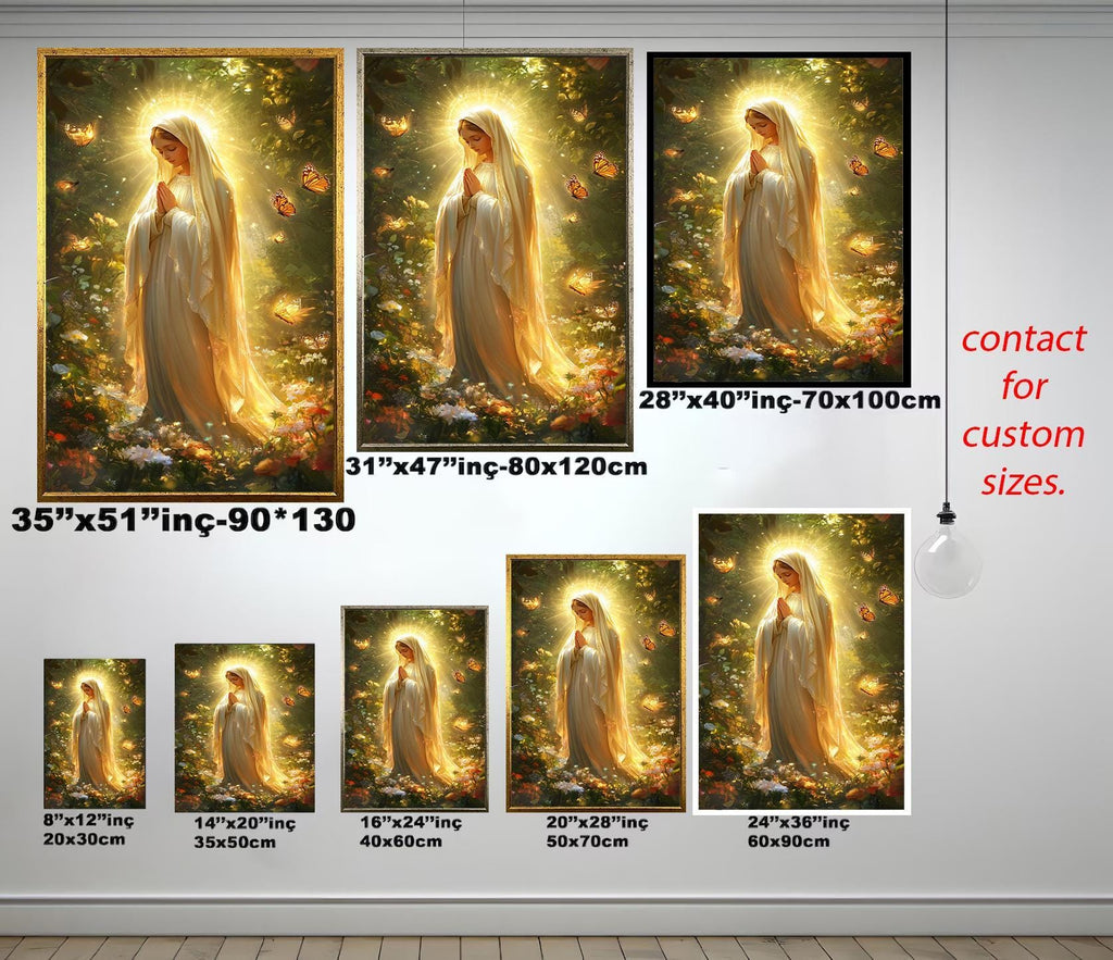 Virgin Mary Wall Art – Blessed Mother Art | Religious Canvas Painting | Catholic Wall Decor