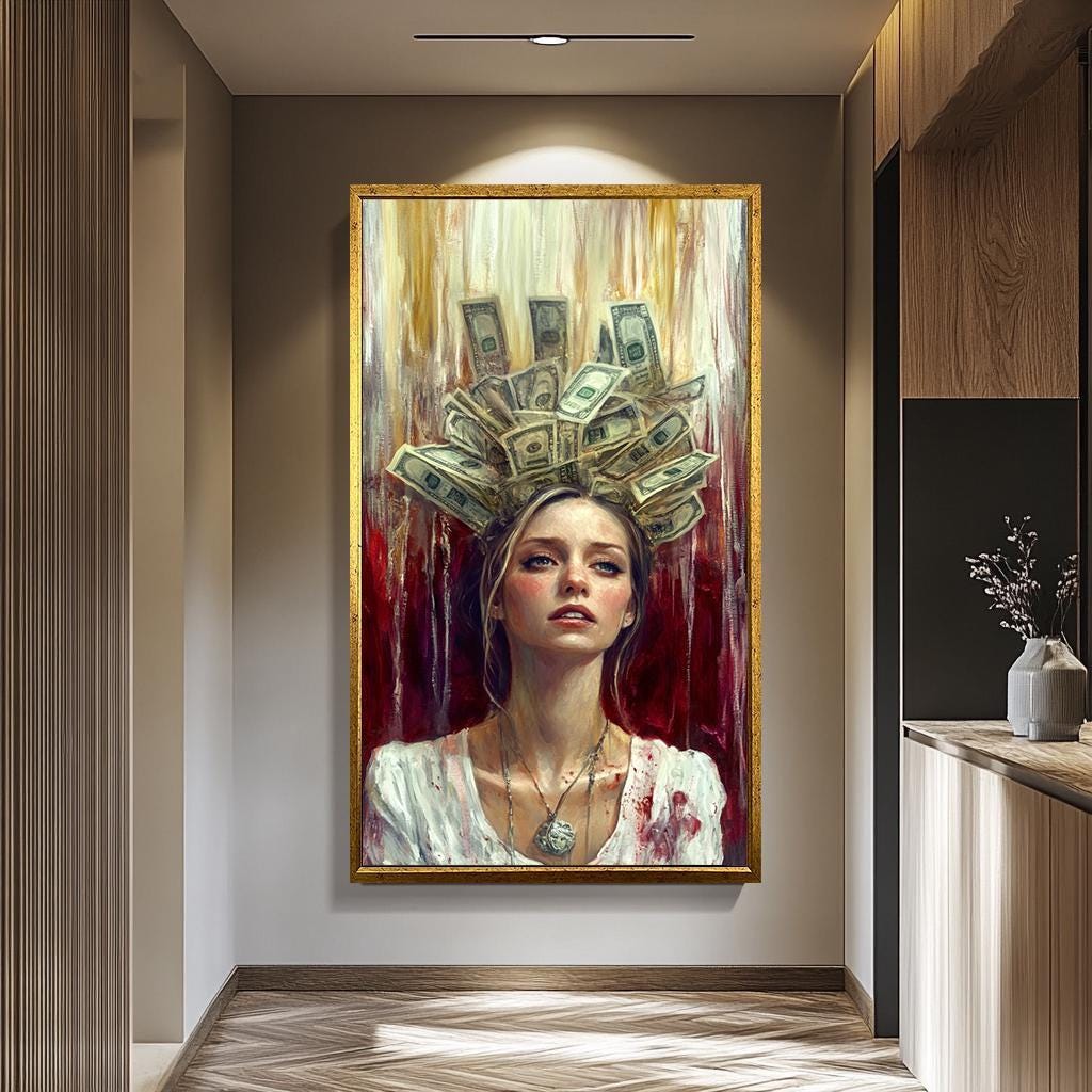 Luxury Woman Money Art - Powerful Woman Canvas | Money Crown Wall Art