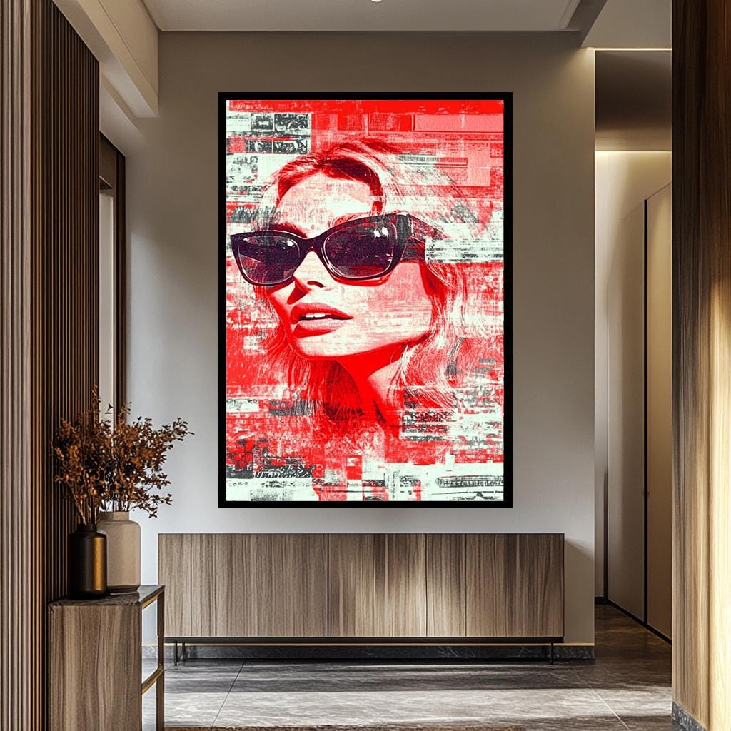 Women Pop Art Wall Art - Bold Red Portrait | Modern Feminine Decor Canvas