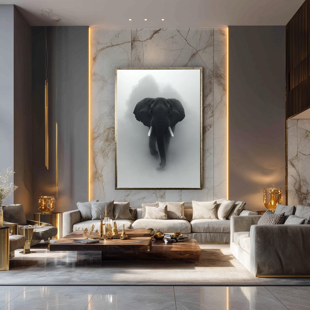Elephant Canvas Print – Monochrome Animal Wall Art | Wildlife Decor, Safari Accent