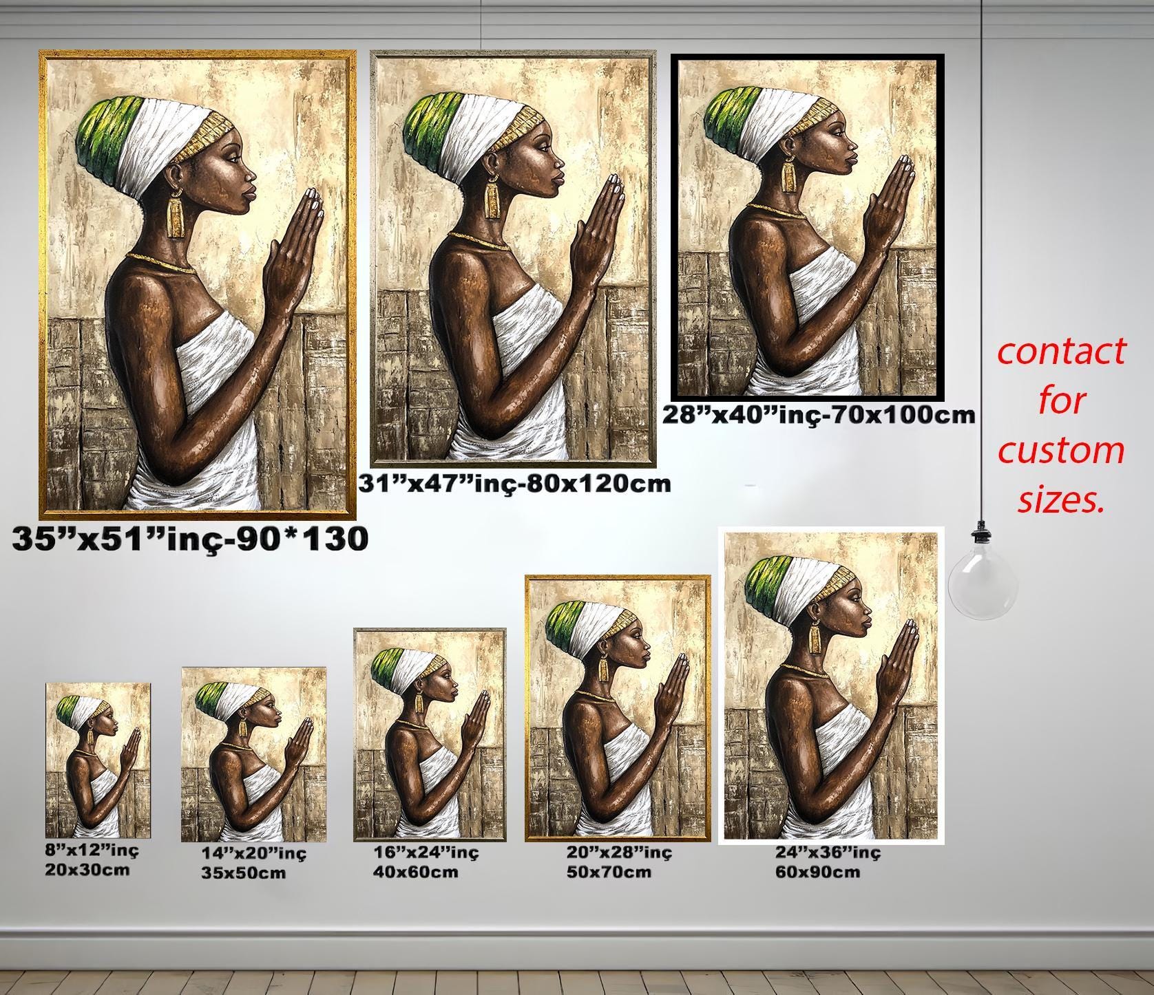 African Women Wall Art – Serene Black Woman Canvas Painting | Modern Home Decor