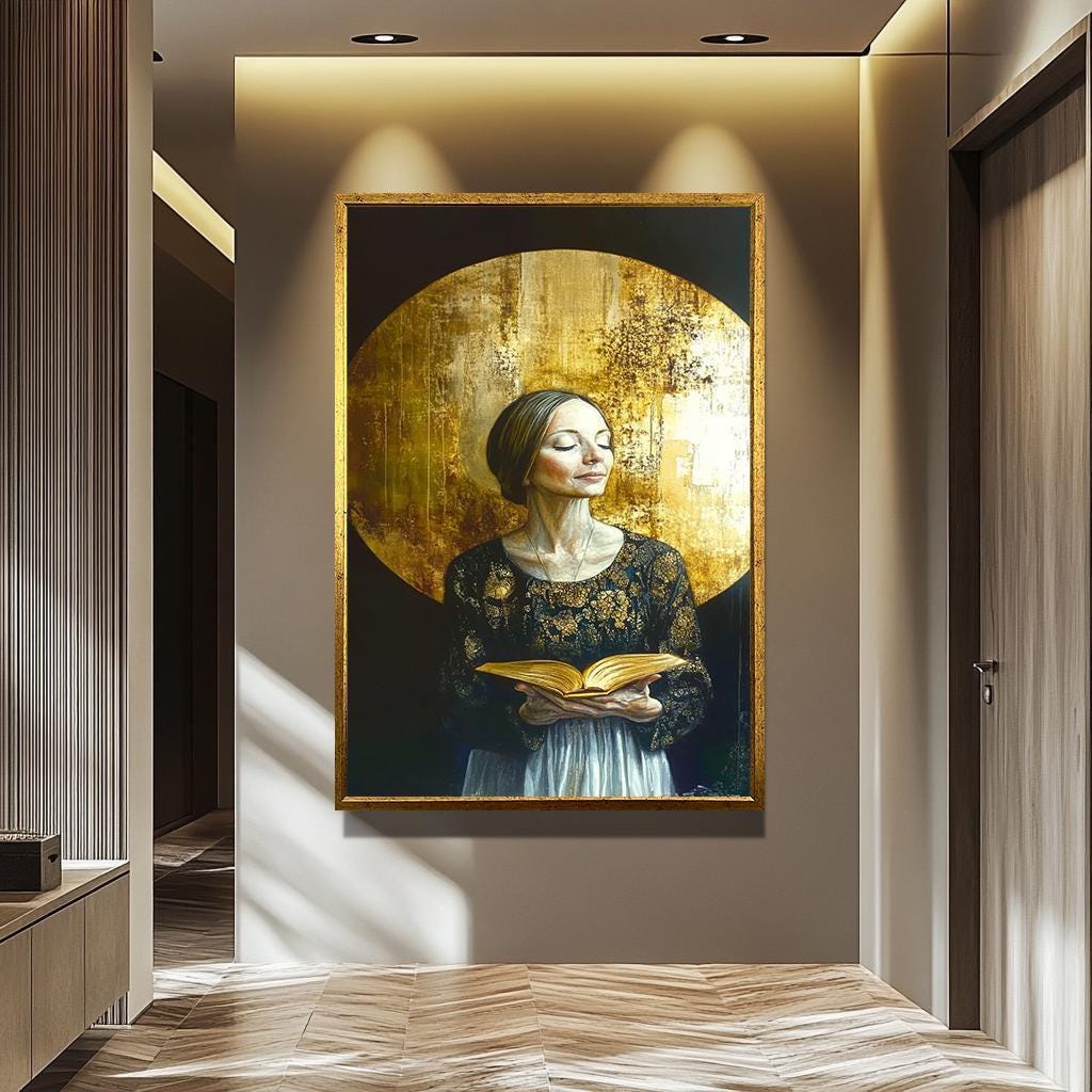 Women Wall Art – Gold and Black Portrait Canvas | Modern Abstract Decor Gift