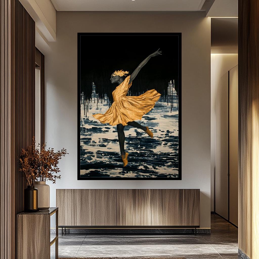 Ballerina Wall Art – Elegant Black Ballerina Print | Luxury Dance Canvas