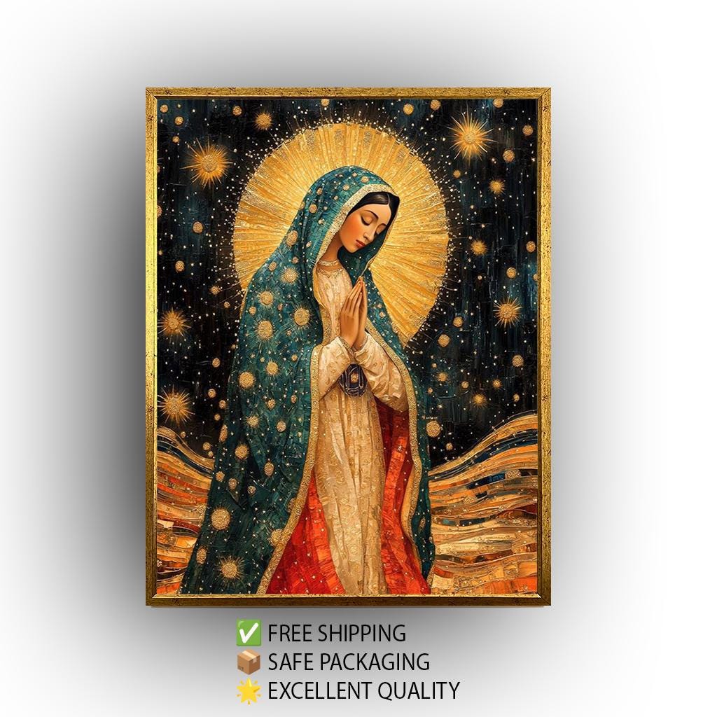 Our Lady of Guadalupe Canvas | Golden Halo Artwork - Catholic Marian Art Print