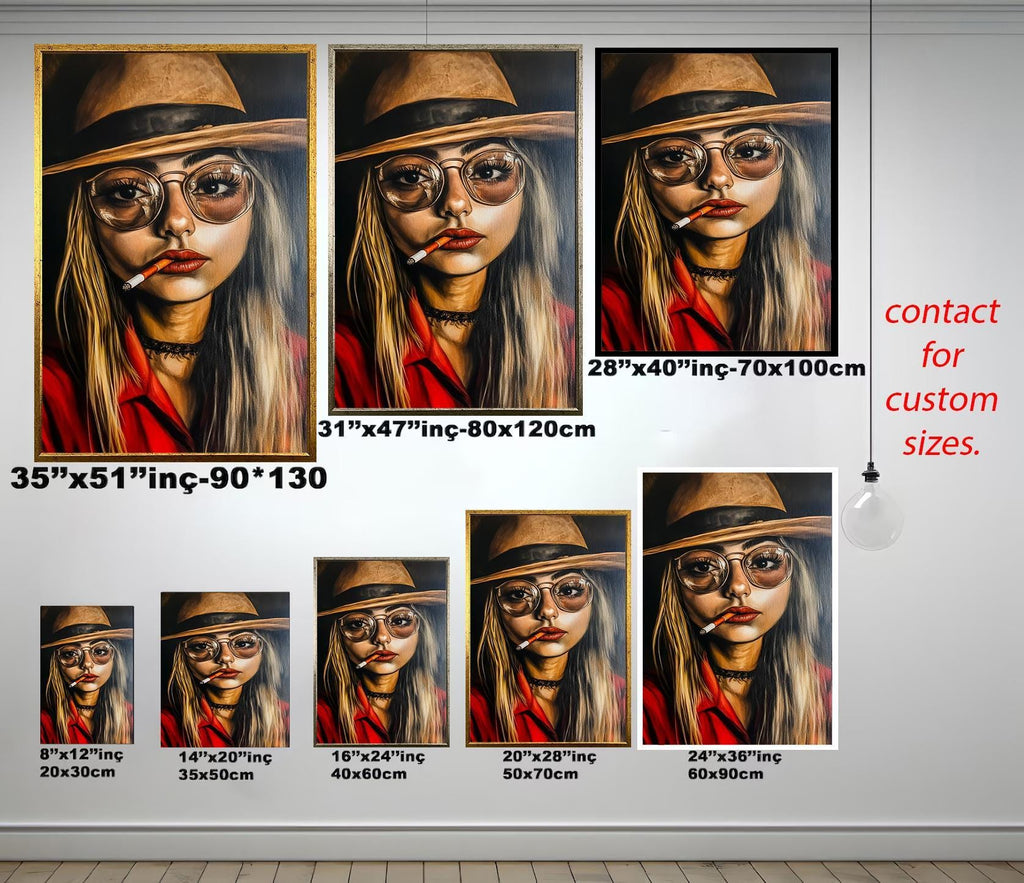 Woman Smoking Wall Art – Cool Girl Canvas | Modern Women Portrait Art Print