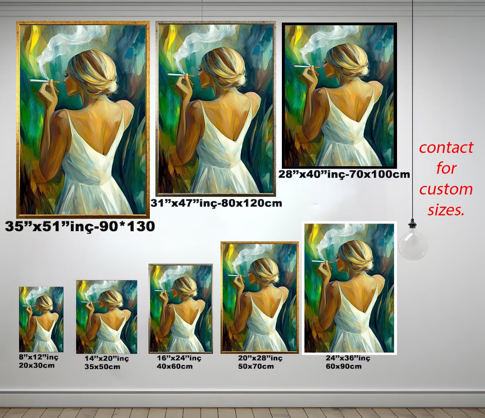 Women Smoking Wall Art – Elegant Feminine Canvas Print | Modern Woman Painting
