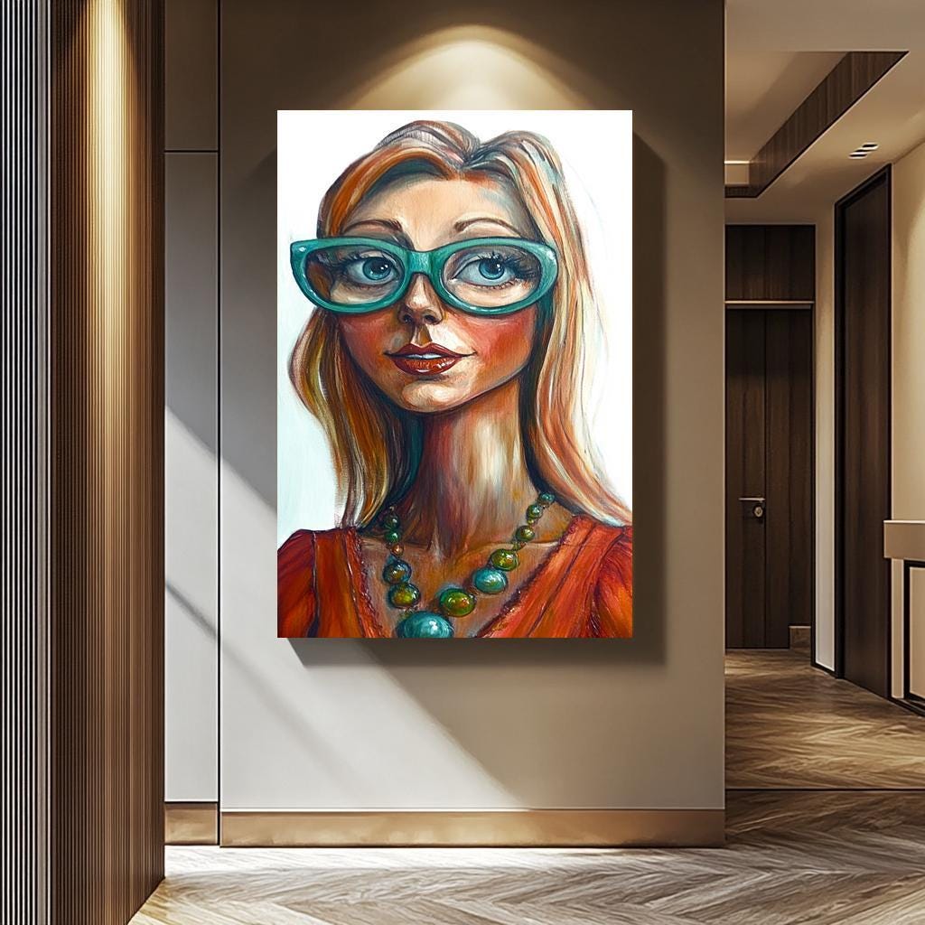 Pop Art Wall Art – Quirky Woman Portrait | Colorful Retro Abstract Canvas Print