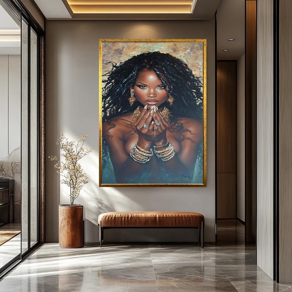 African Woman Wall Art – Luxury Canvas Print | Black Women Portrait Decor