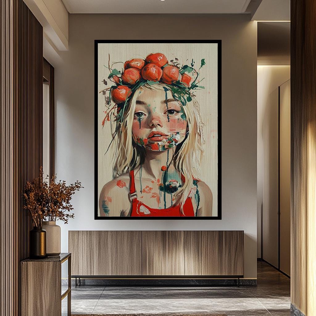 Abstract Woman Portrait | Surreal Female Art Canvas Print – Vibrant Modern Wall Decor