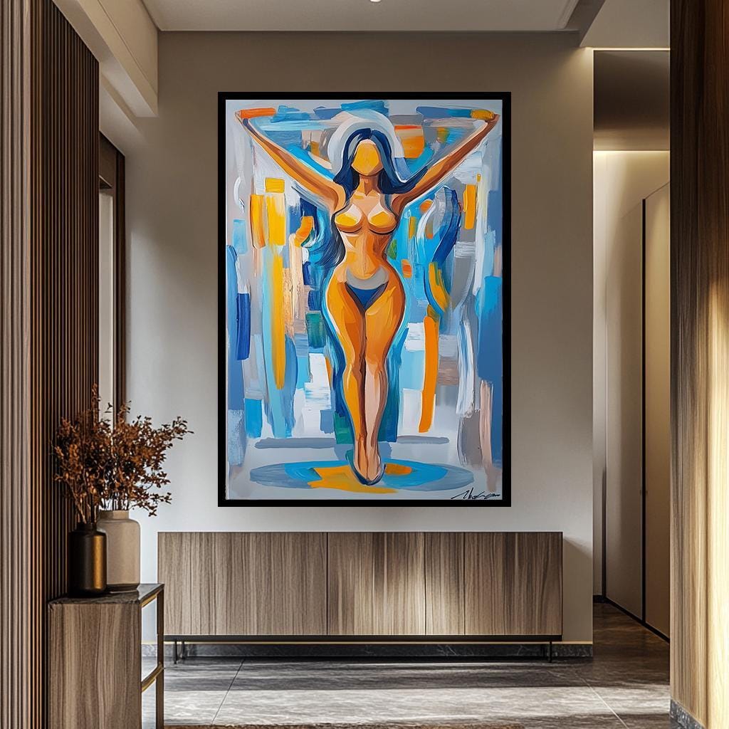Abstract Woman Print – Modern Nude Art | Colorful Wall Decor | Female Canvas