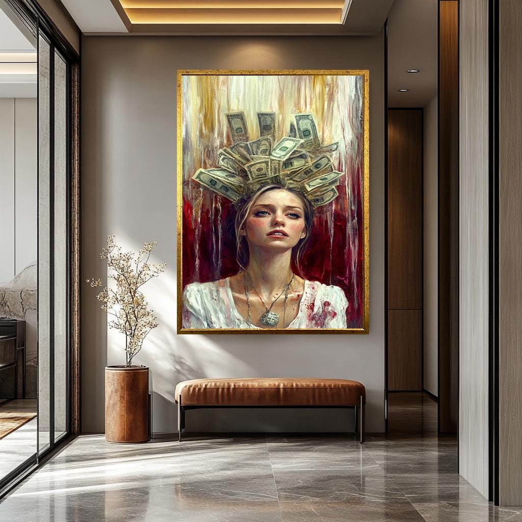 Luxury Woman Money Art - Powerful Woman Canvas | Money Crown Wall Art
