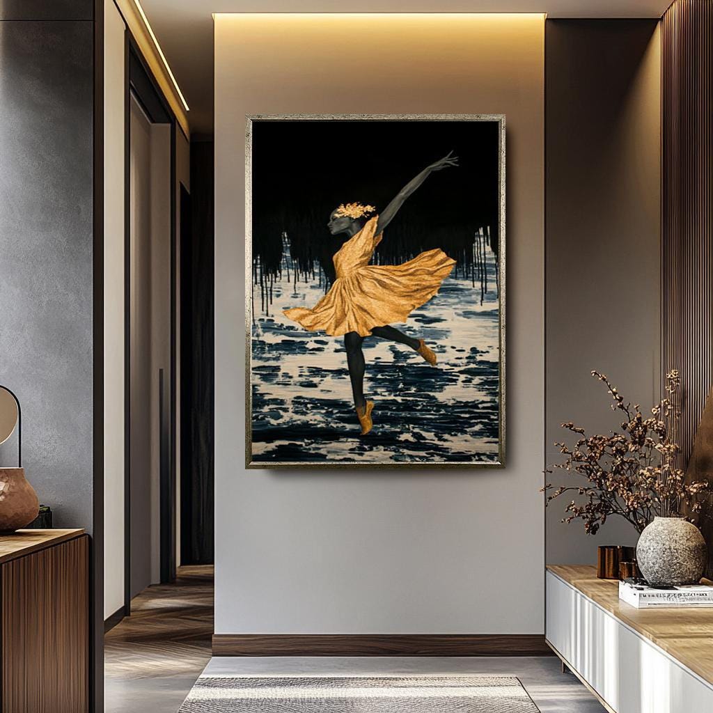 Ballerina Wall Art – Elegant Black Ballerina Print | Luxury Dance Canvas