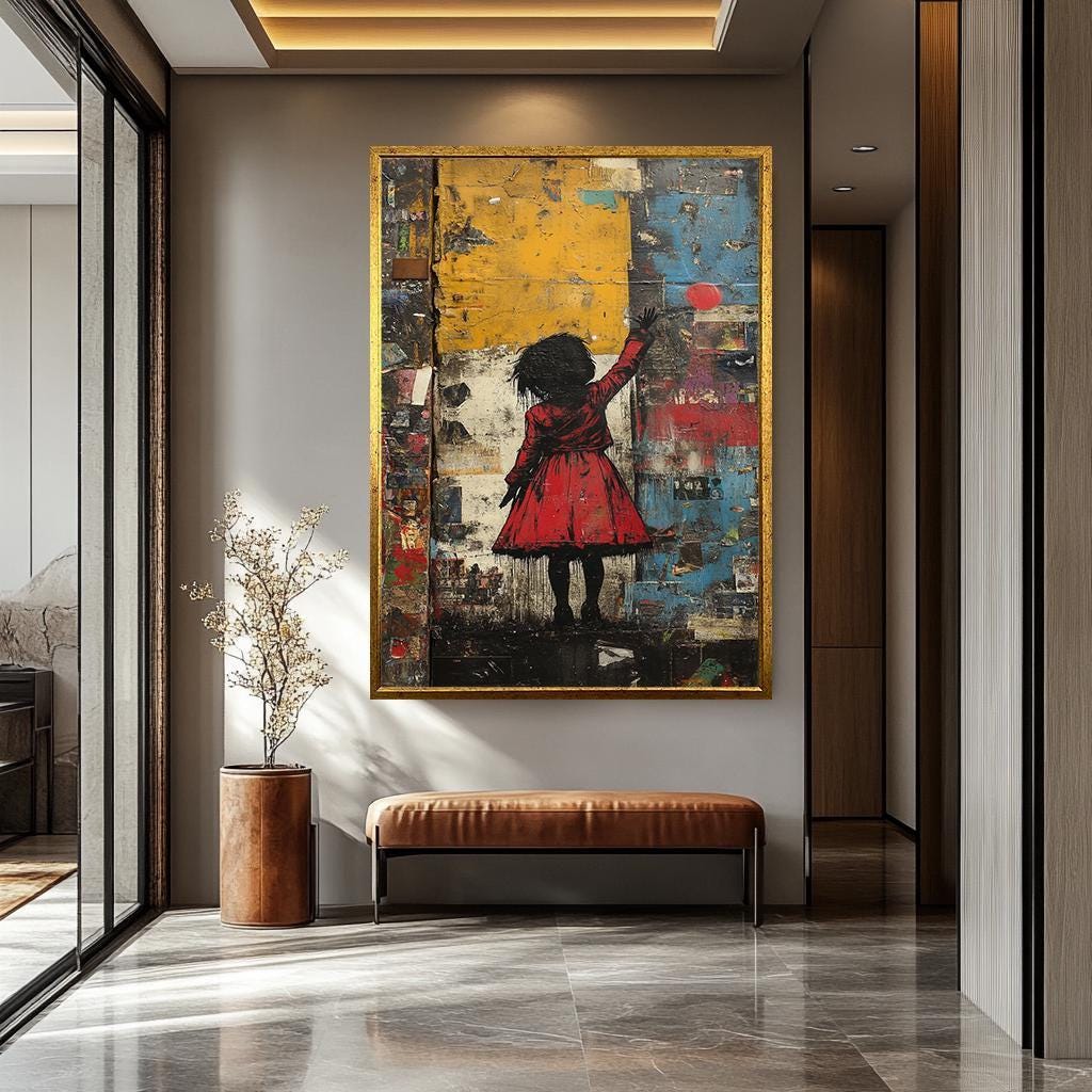 Banksy Red Balloon Art – Urban Street Art Canvas Painting | Modern Graffiti Wall Decor