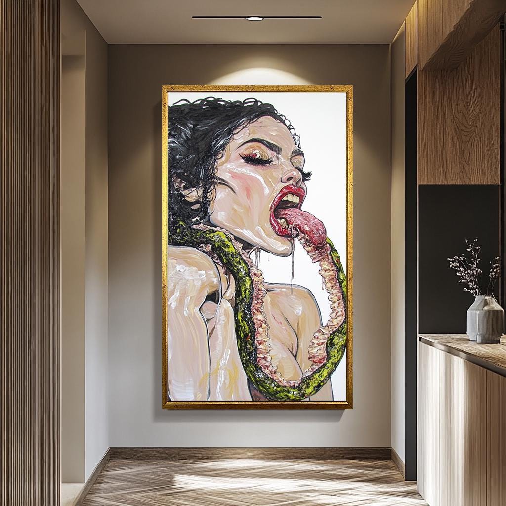 Weird Women Wall Art – Dark Surreal Portrait | Edgy Contemporary Painting Canvas