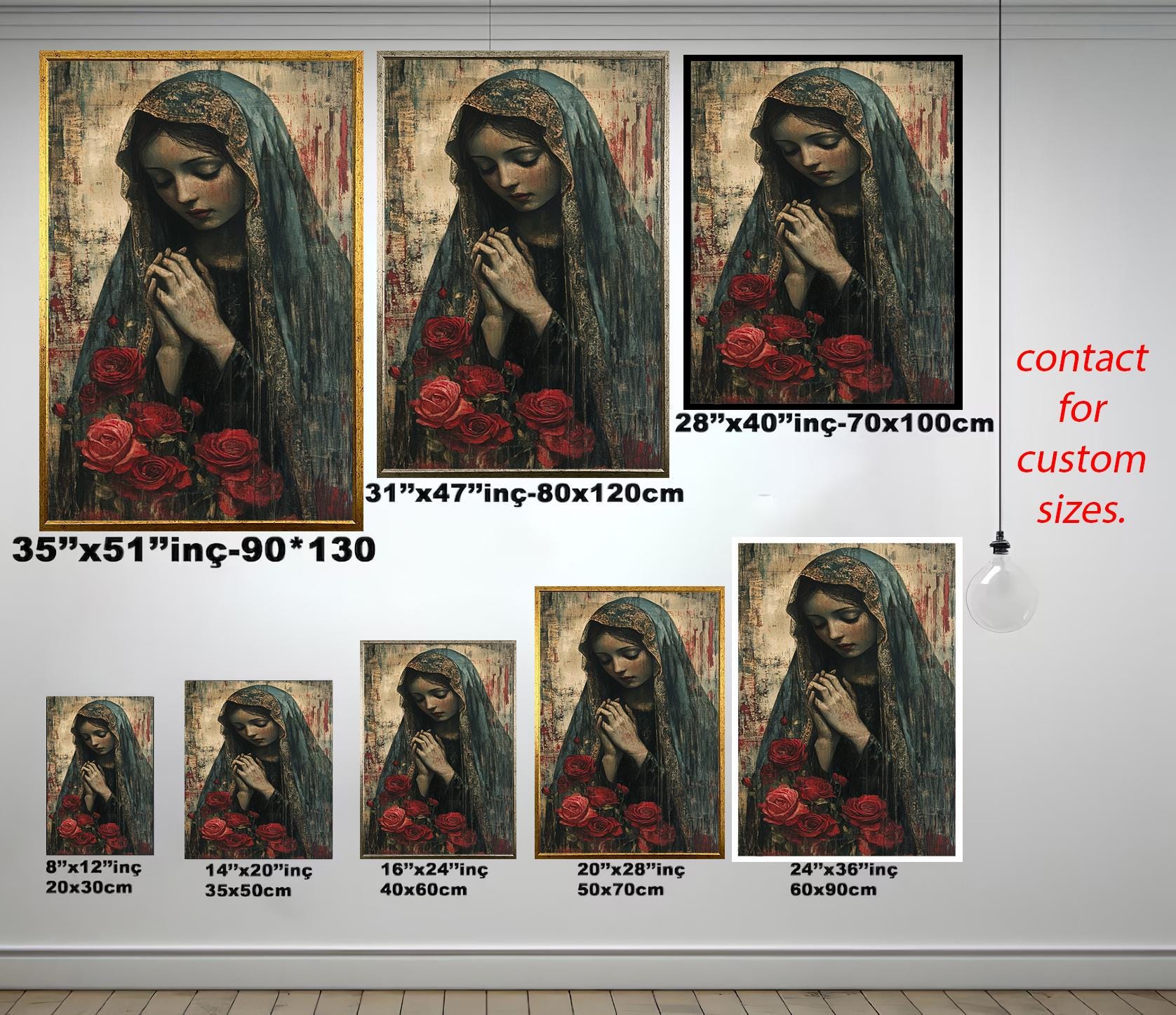 Virgin Mary Wall Art – Mother Mary Canvas Print | Modern Religious Decor Gift