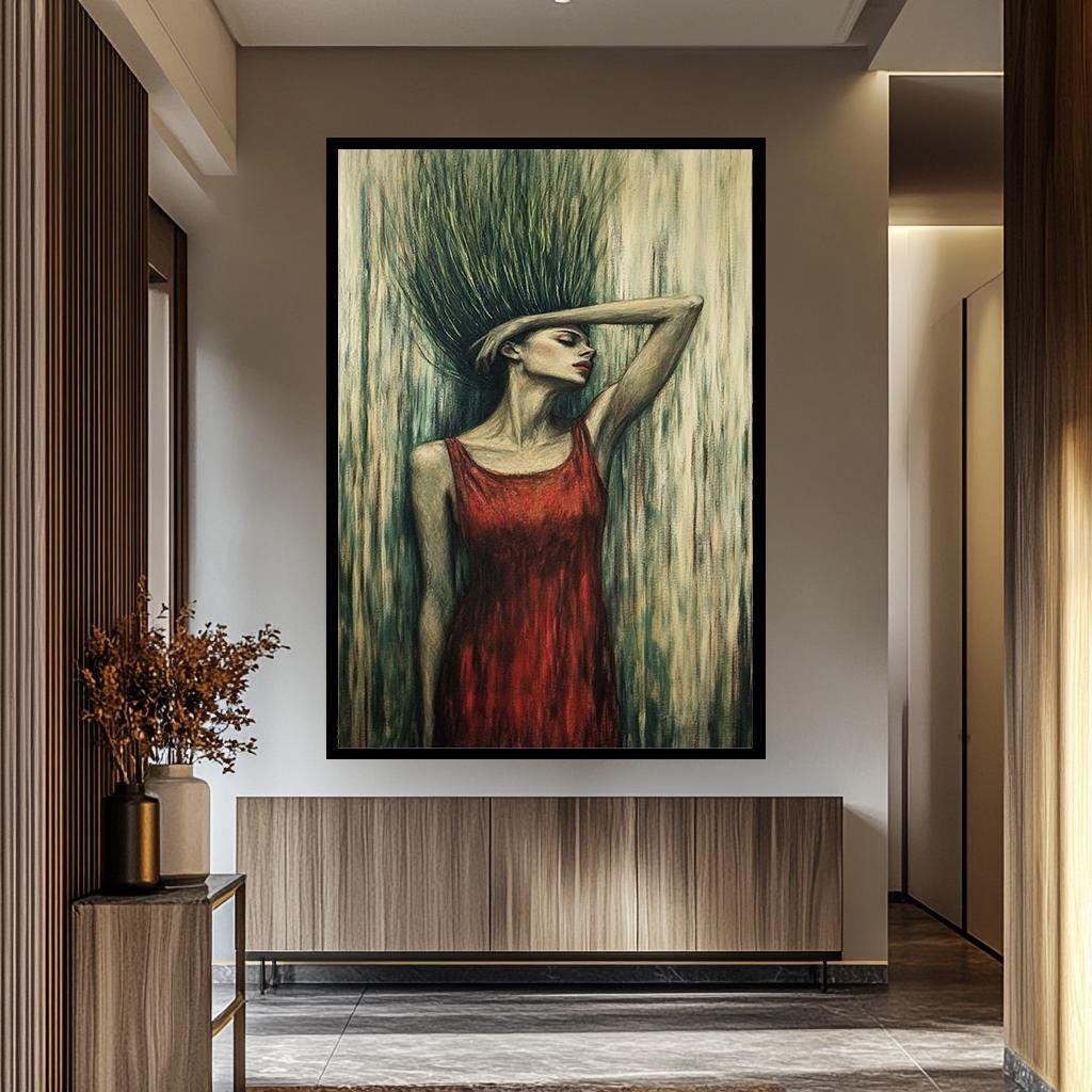 Surreal Woman Portrait - Modern Abstract Wall Art | Feminine Canvas Painting