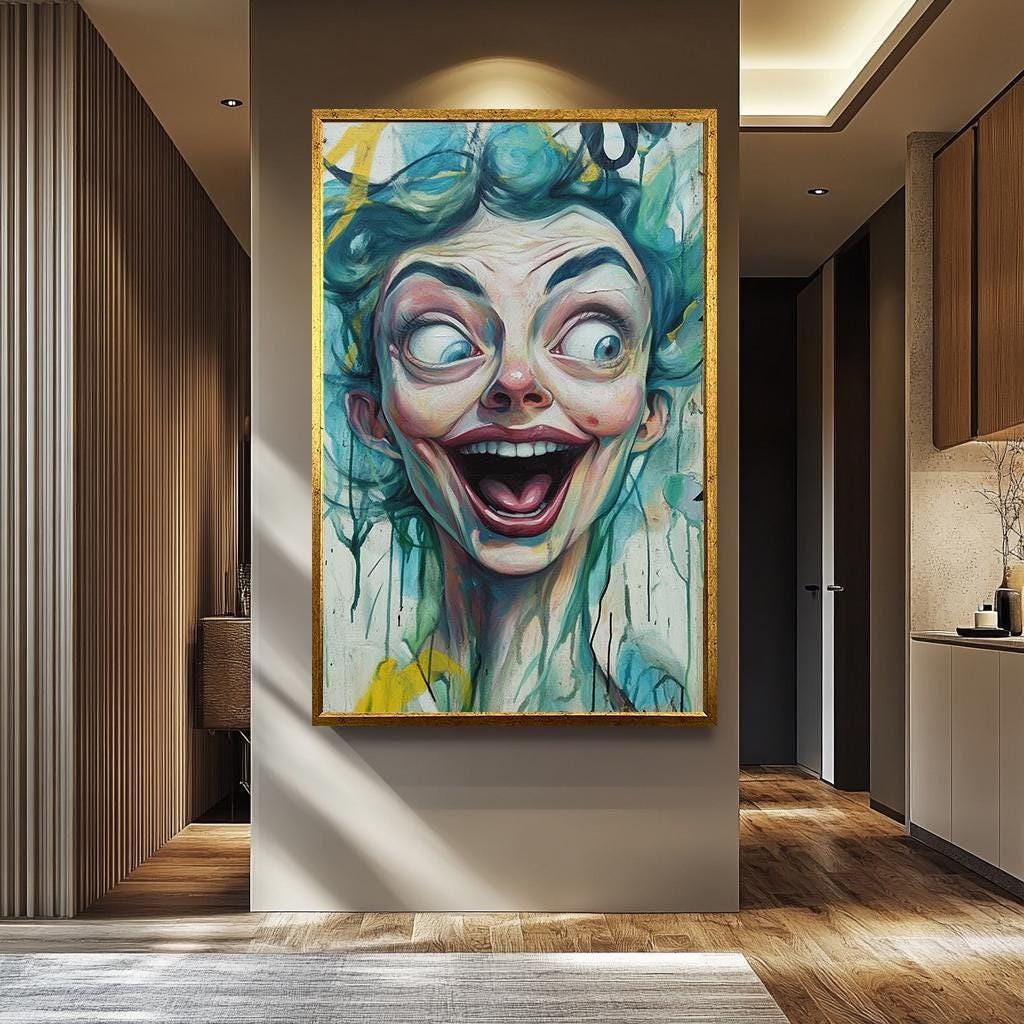 Weird Pop Art Bold Abstract Portrait - Vibrant Modern Wall Art Canvas Print