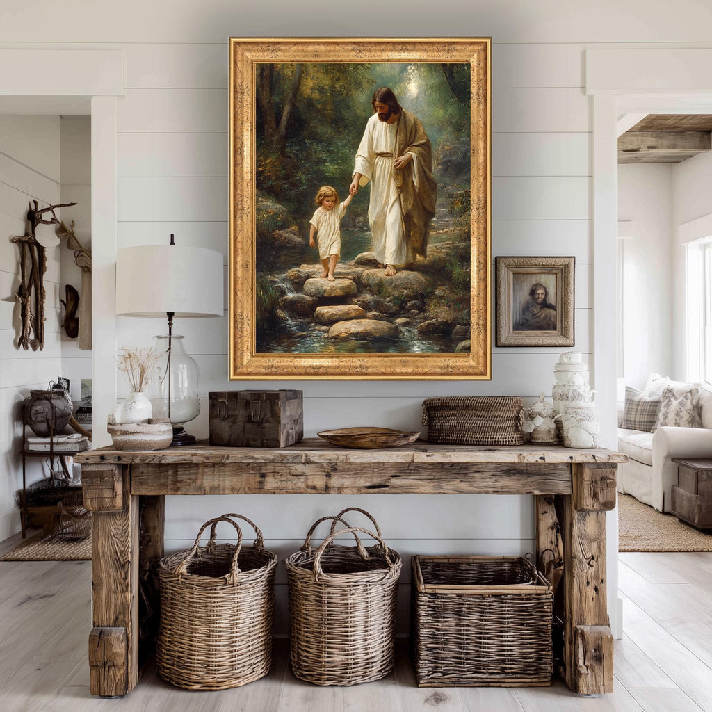 Jesus Holding Child Art – Christian Wall Decor | Faith Inspired Canvas Print