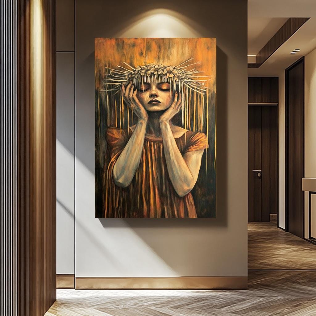 Surreal Woman Wall Art – Dark Fantasy Artwork | Unique Gothic Aesthetic Canvas Print